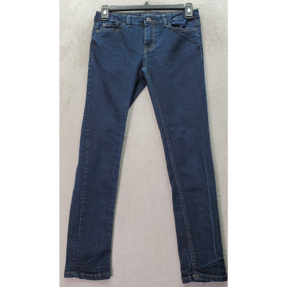 Lucky Brand Jeans Girls Sz 10 Blue Dark Wash Denim Cotton Pockets Zoe Skinny Leg - Picture 1 of 8
